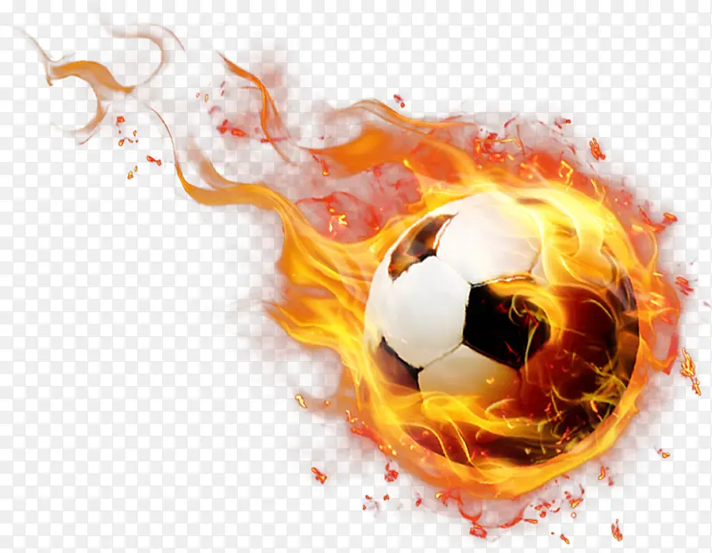 火焰围绕的足球手绘图