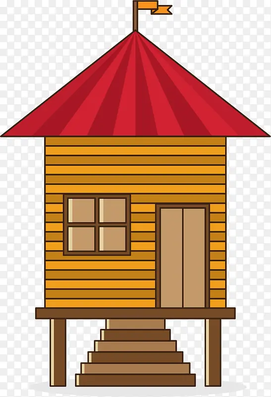 红色屋顶森林小屋