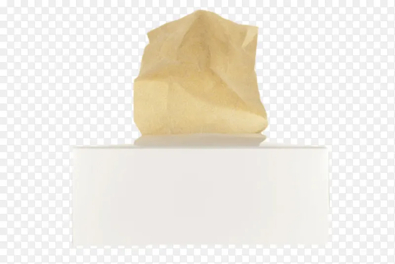 白色纸盒里的黄色抽纸巾实物