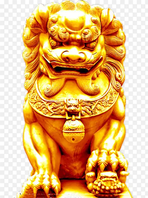 威武的金色石狮子PNG图片素材下载_图片编号yoarendy-免抠素材网