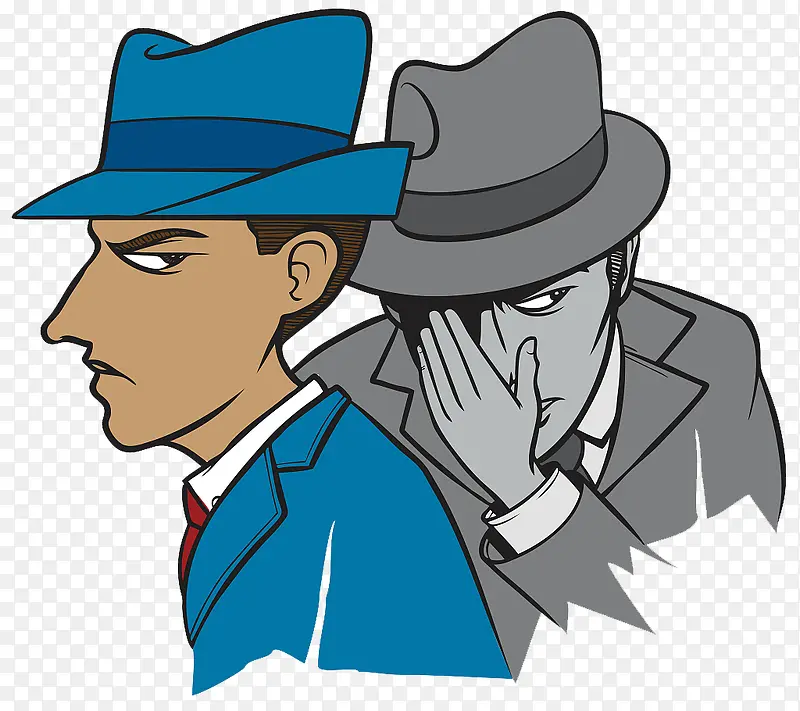 漫画人物戴蓝色帽子的侦探
