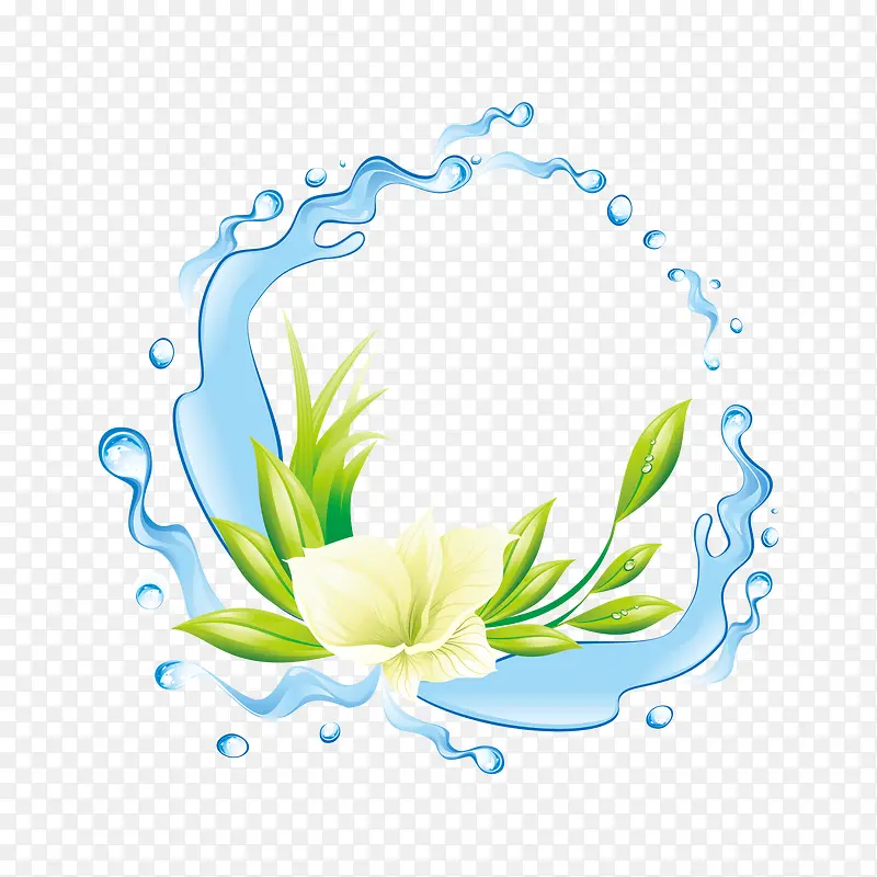 矢量水花和花