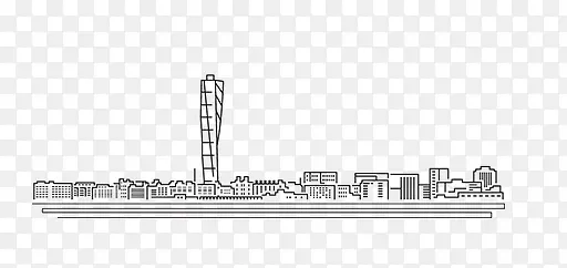 手绘线描高楼大厦