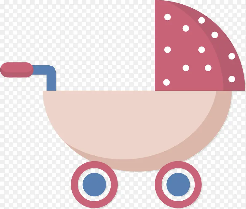矢量图粉色婴儿手推车