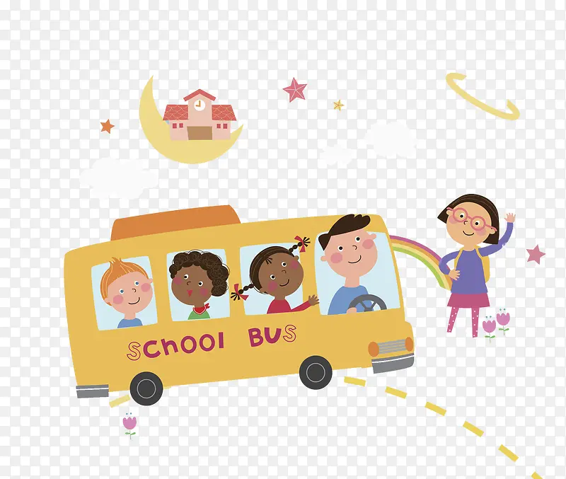 孩子坐校车去上学