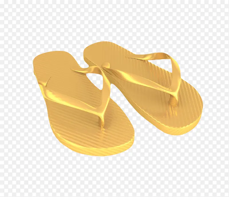 纯金色加厚度假海边沙滩鞋实物