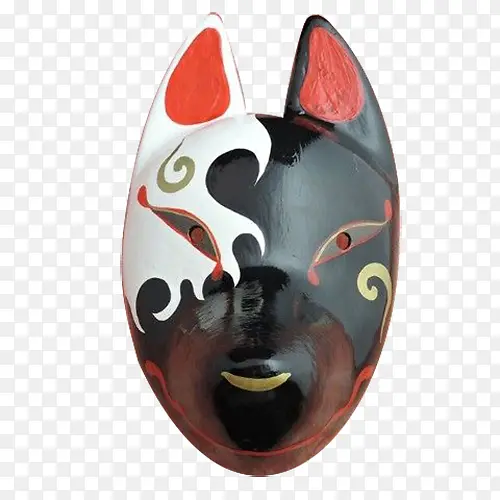 日式黑白色狐狸面具