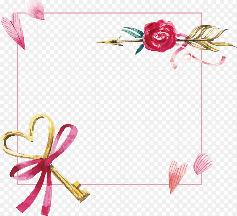 浪漫粉色水彩装饰边框
