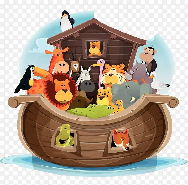 木船屋上的动物群体