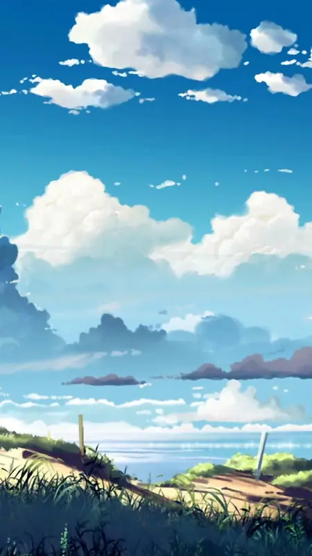 动漫世界蓝天白云朵朵海报背景
