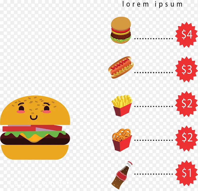 可爱汉堡快餐菜单