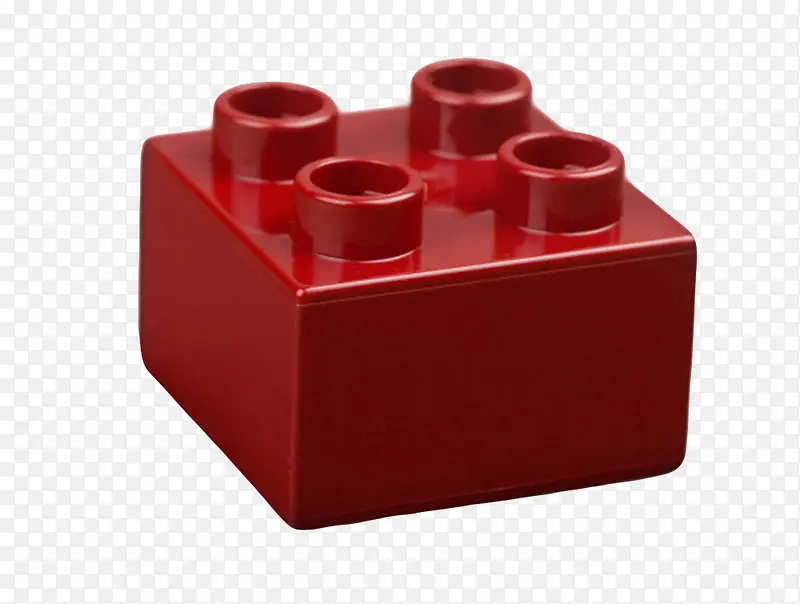 纯红色玩具清晰的塑料积木实物