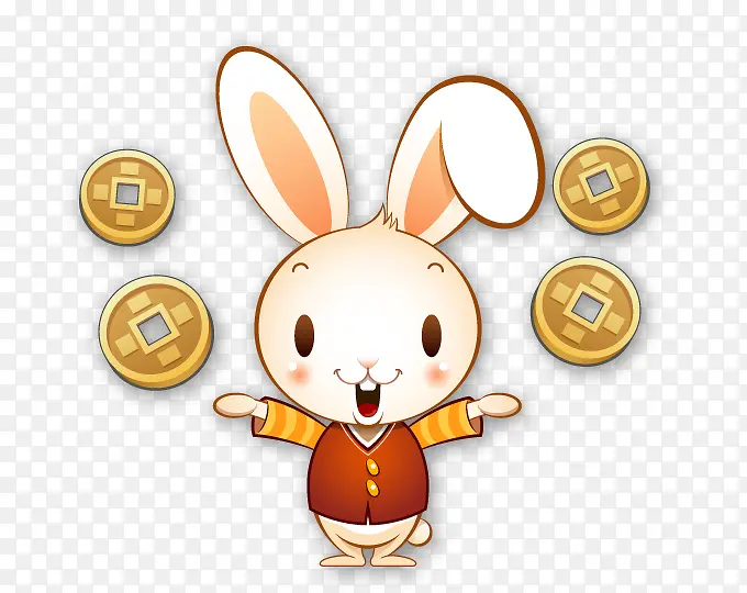 可爱兔子扔钱币