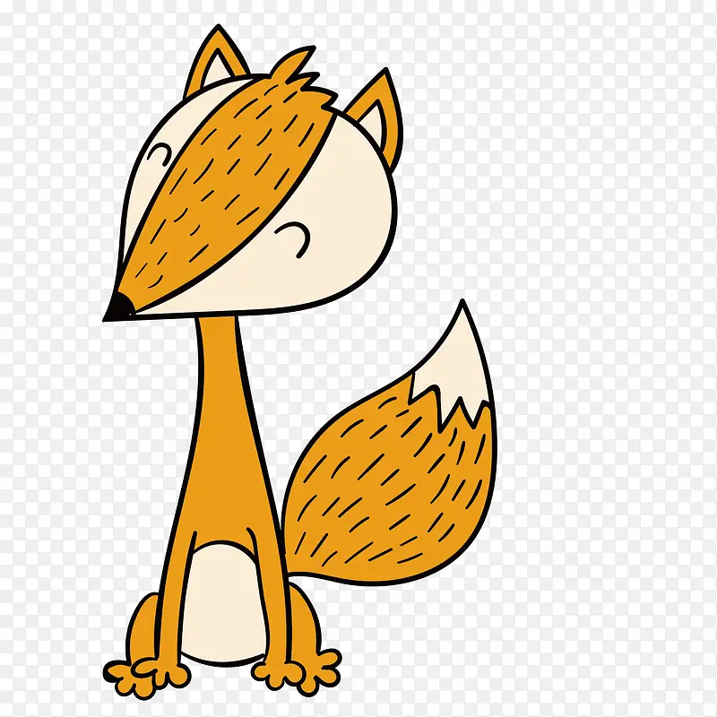 黄色手绘的小狐狸