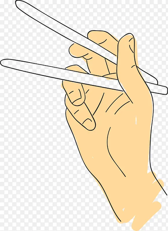 卡通拿着筷子的手