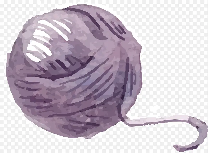 水彩手绘紫色毛线球