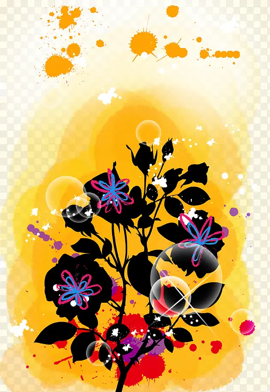 水墨花朵背景图