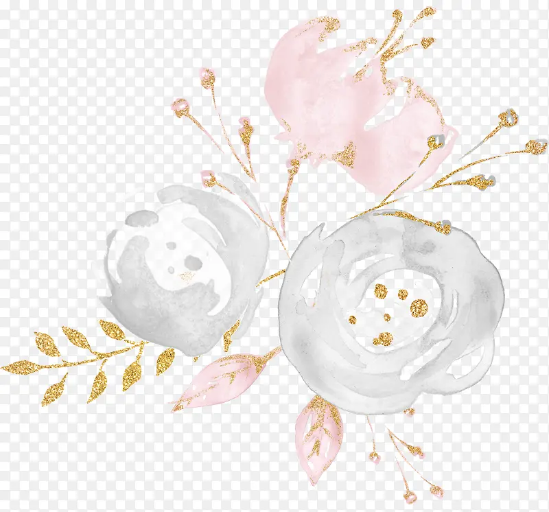 泼墨灰色花朵