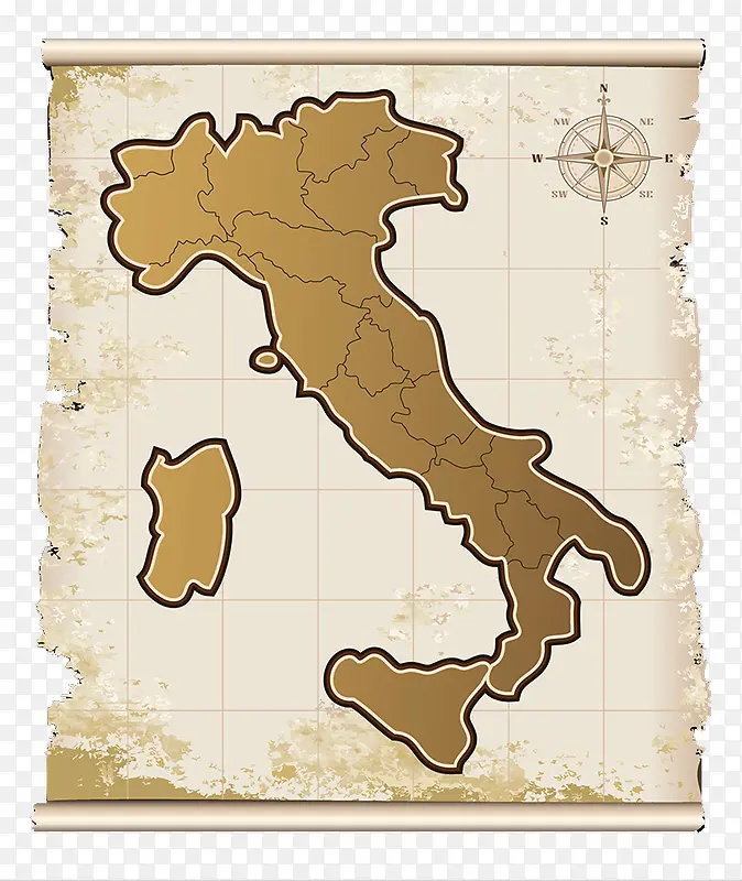 破旧牛皮纸意大利地图