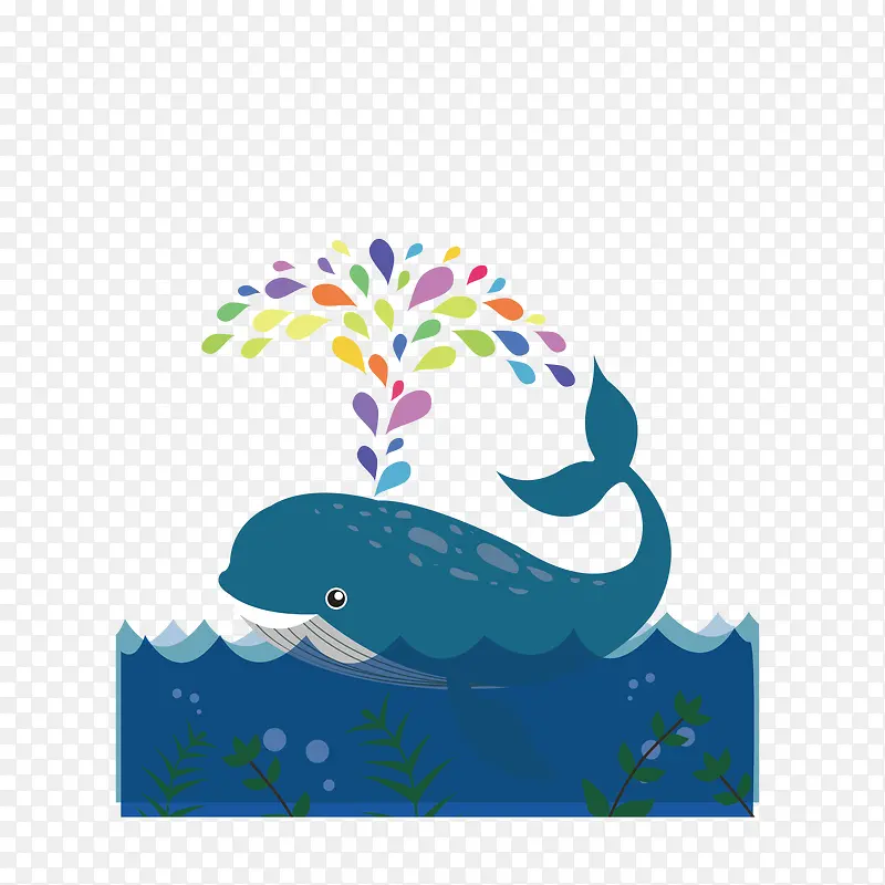矢量鲸鱼和水花