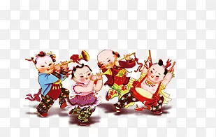 春节中国风年画小孩