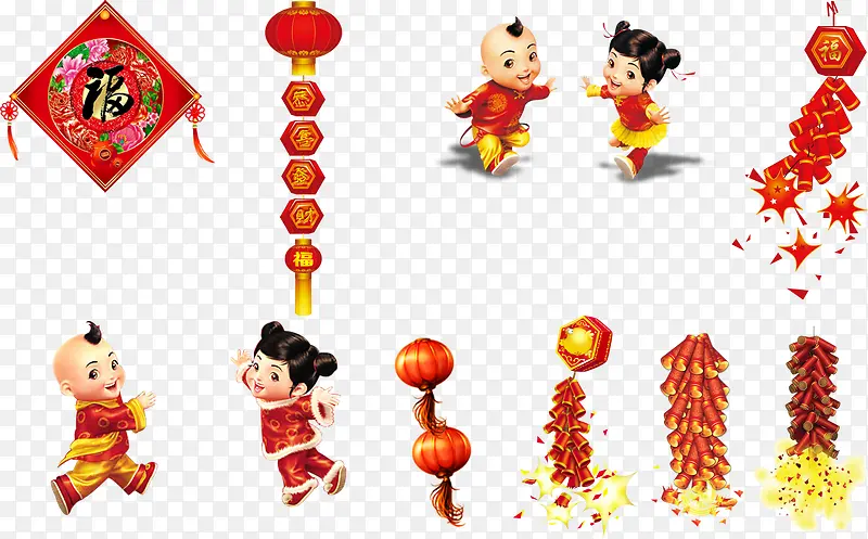 传统中国风福字鞭炮