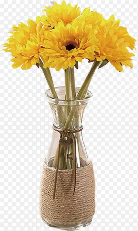 花瓶里的黄色雏菊