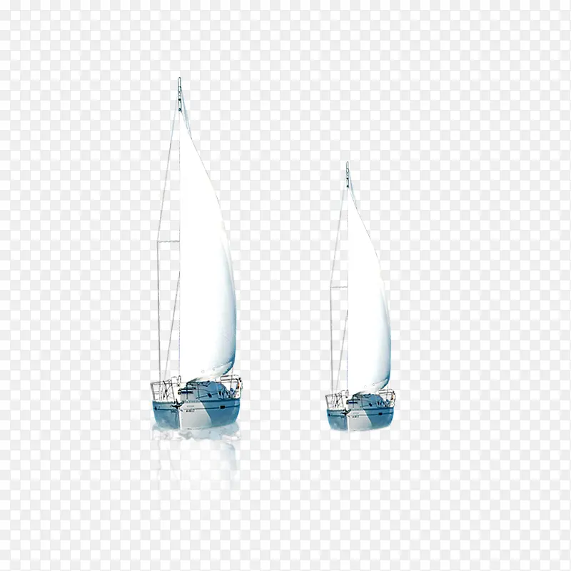 两艘蓝色小帆船