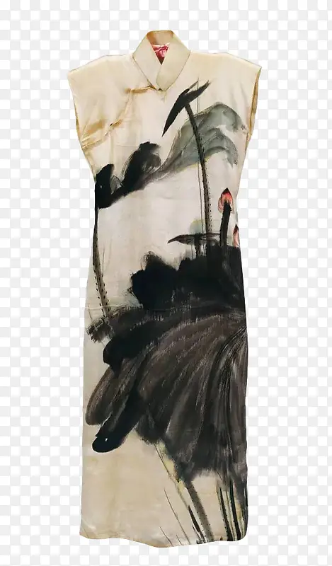 中国风水墨画手绘旗袍