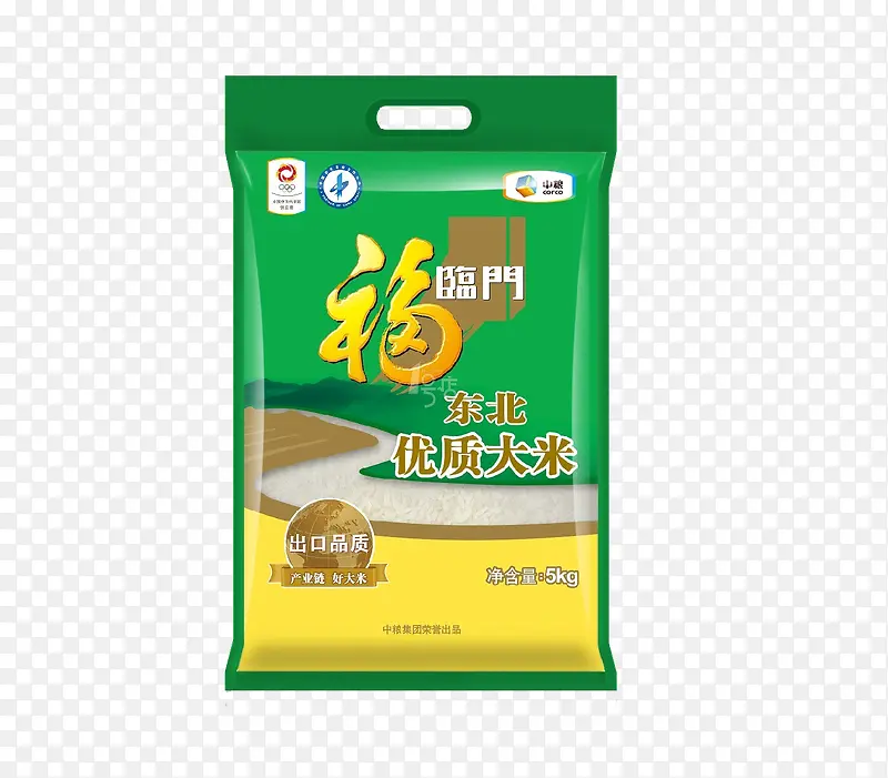 绿色黄色拼装大米设计包装