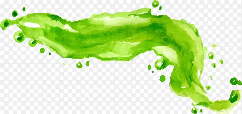 矢量手绘绿色水彩液体