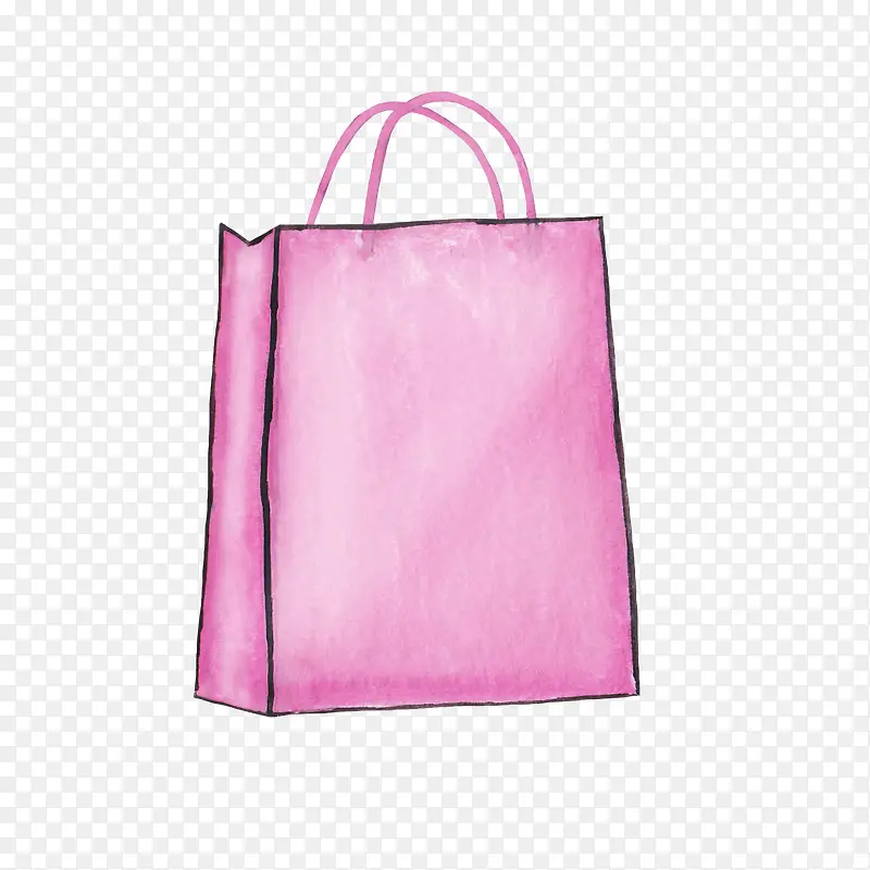 手绘卡通粉色手提袋购物主题