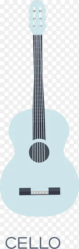 矢量图水彩蓝色吉他