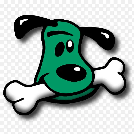 绿色可爱小狗啃骨头PNG图标