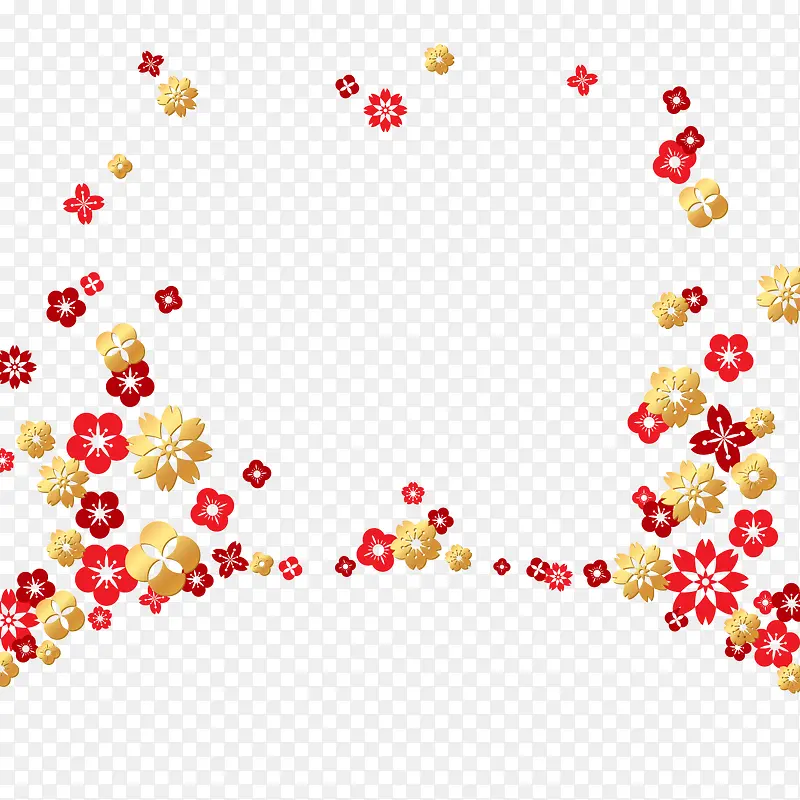 卡通金色红色花卉矢量图