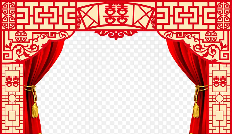 红色中国风喜字门楣PNG图片素材下载_图片编号qmojlbrq-免抠素材网
