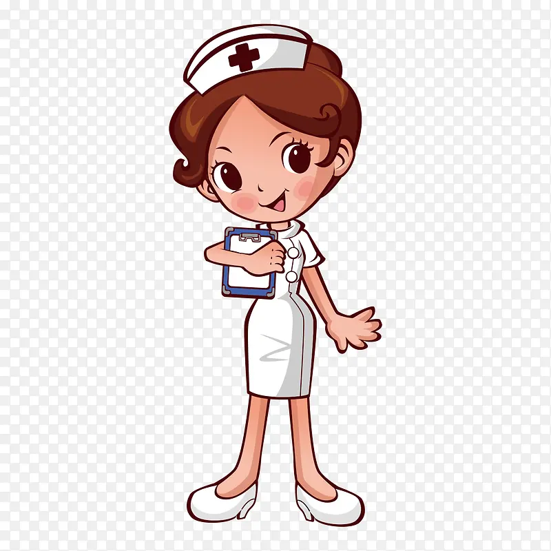 手绘制服女护士矢量
