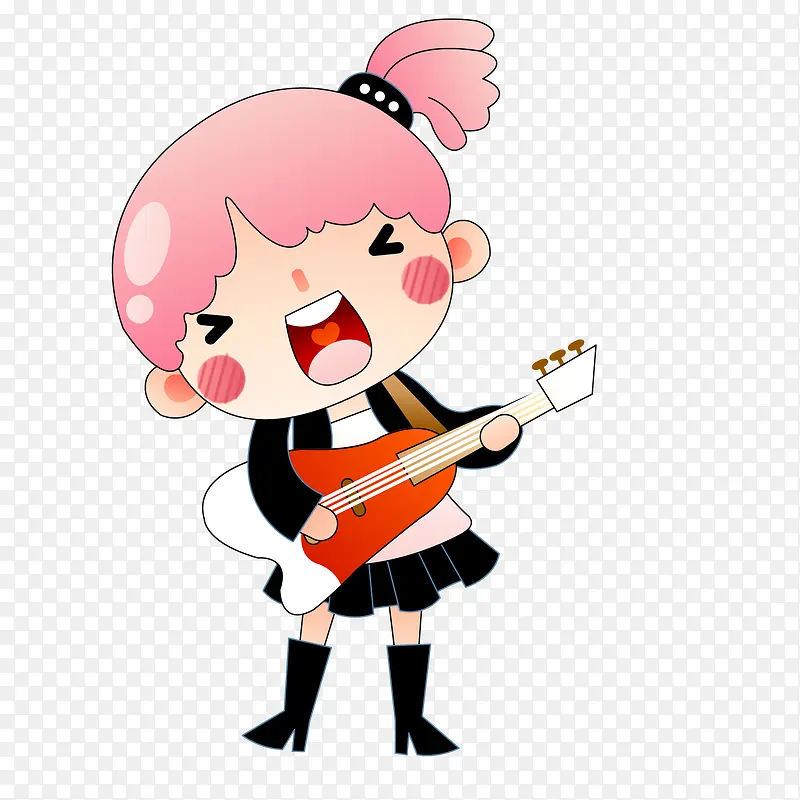 唱歌的女孩人物设计矢量图