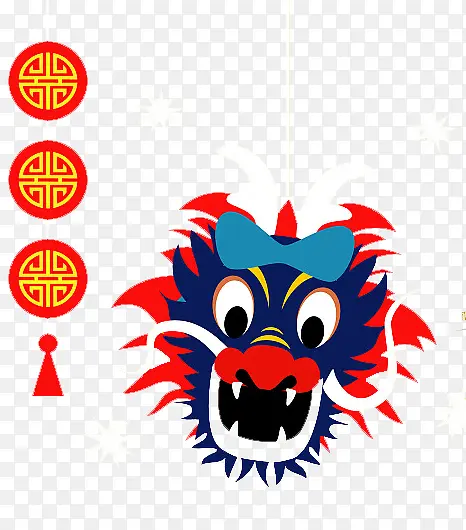 春节喜庆节庆装饰插图中国龙龙头