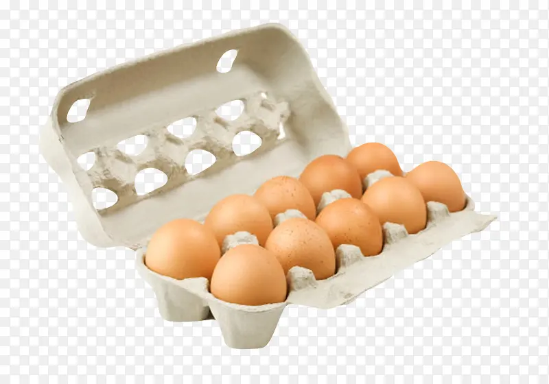 褐色鸡蛋一盒打开的初生蛋实物