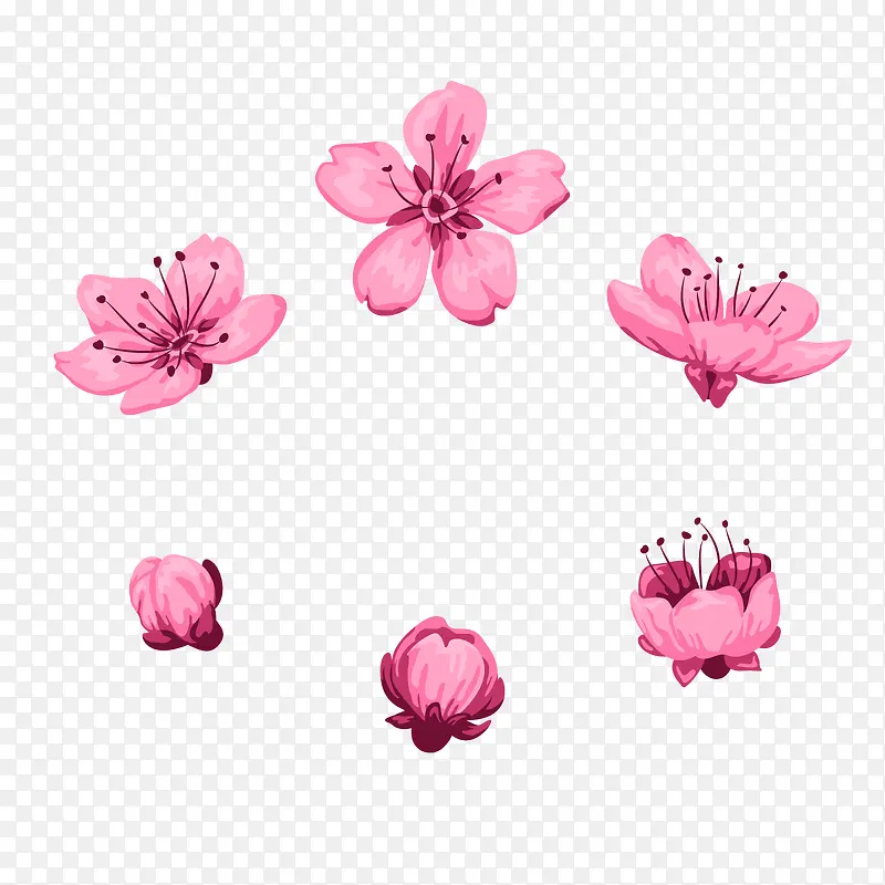 粉色水分手绘花朵桃花