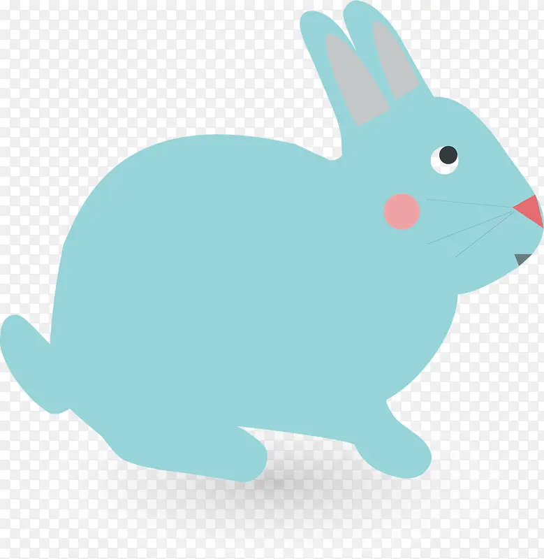 矢量手绘蓝色小兔子