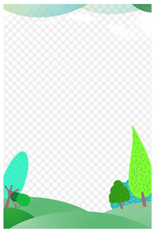 春季手绘绿色植物主题边框