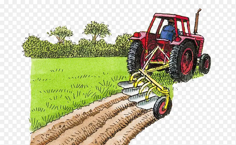 插图机械耕种农地