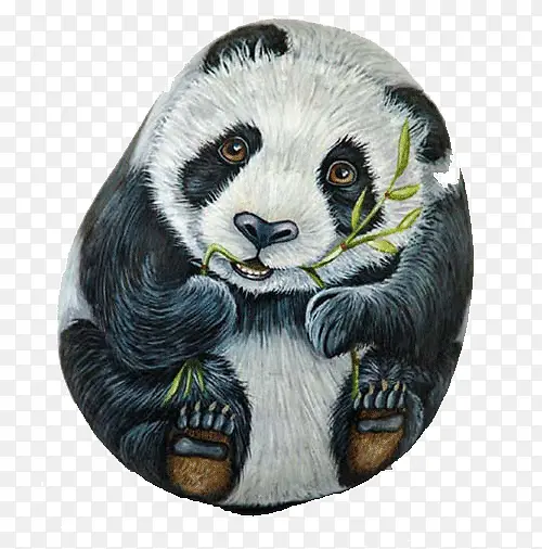 创意熊猫石头画