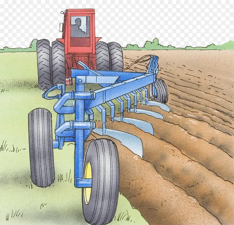 插图农地机械耕种