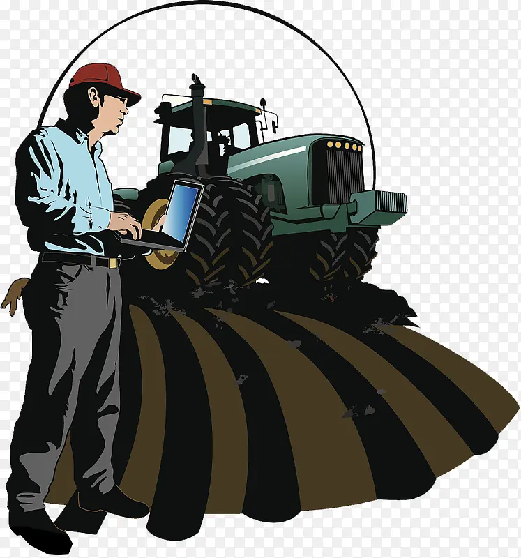 插图机械农地耕种