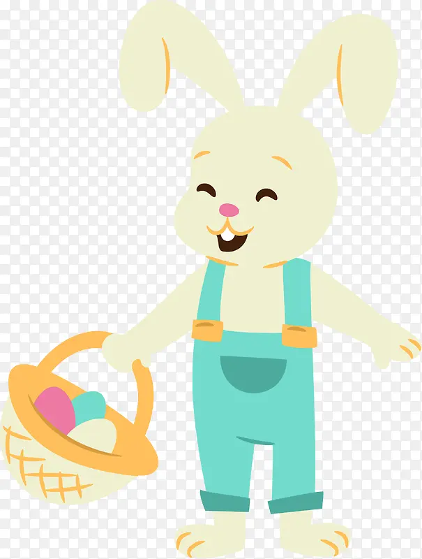 复活节提着篮子的兔子