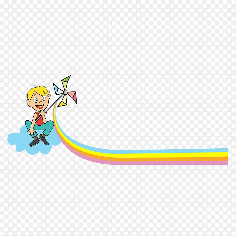 六一儿童节玩彩虹风筝的男生