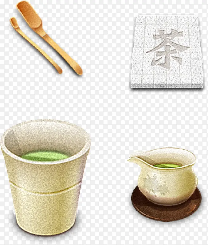 手绘日本茶道工具